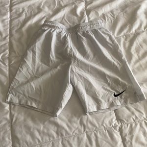 White dri-fit lined big kid soccer shorts